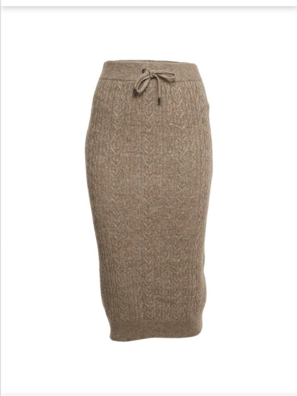 Brunello Cucinelli Taupe Knit Drawstring Pencil Skirt